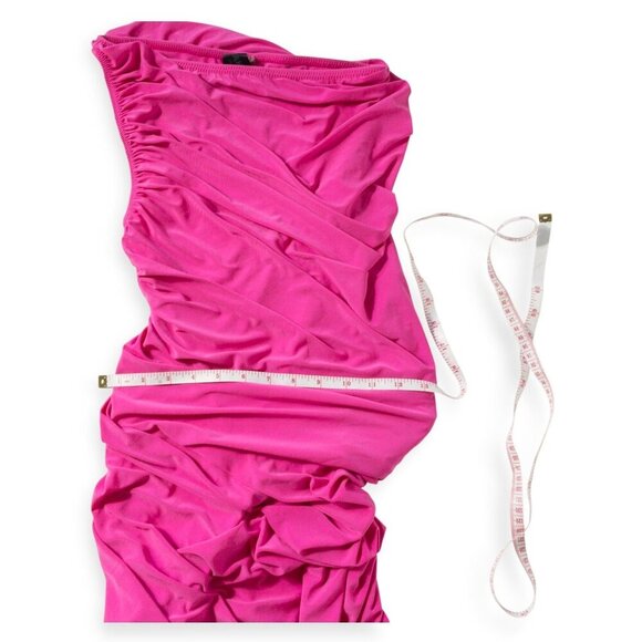 Norma Kamali - Diana Dress Orchid Pink One Shoulder Ruched Formal SZ XS - Picture 9 of 12